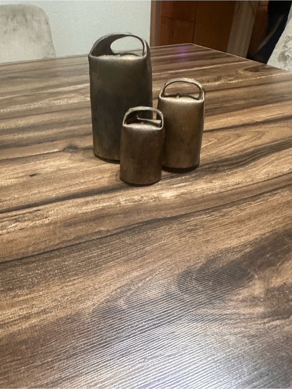 Decorative Metallic Cowbells - Set of 3, Bronze Finish
